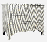 Bone Inlay Chest Of Four Drawer - Chevron Design Black 2